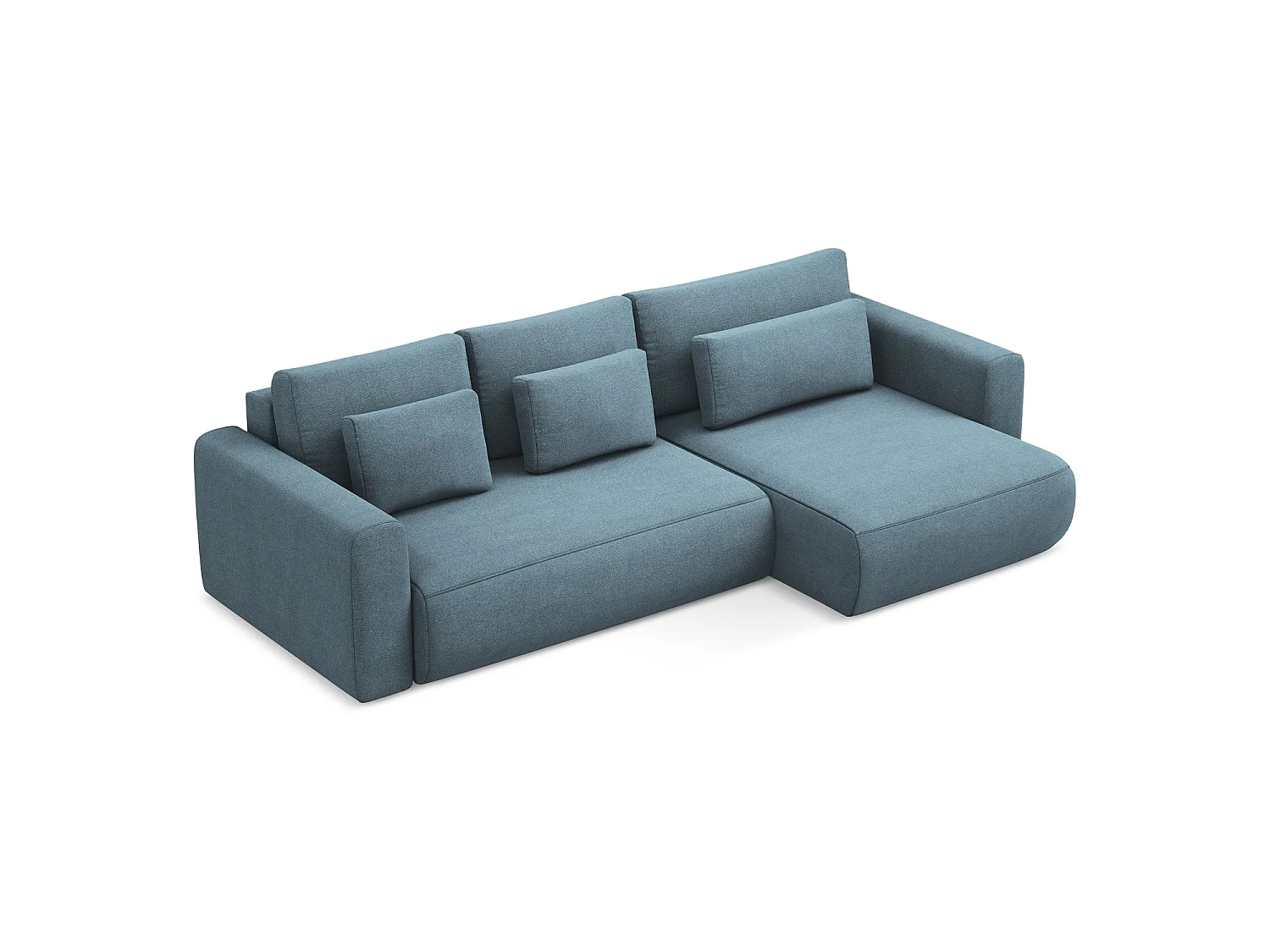Ecksofa mit Schlaffunktion - Ecke Rechts - Strukturstoff - Hellblau - PERUGIA