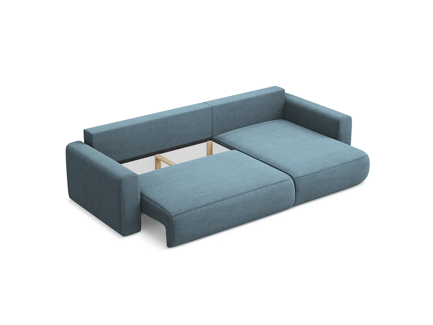 Ecksofa mit Schlaffunktion - Ecke Rechts - Strukturstoff - Hellblau - PERUGIA