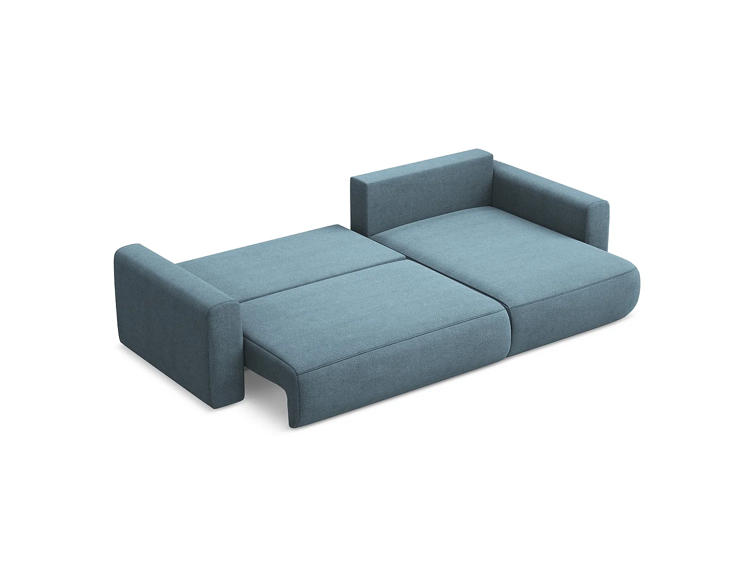 Ecksofa mit Schlaffunktion - Ecke Rechts - Strukturstoff - Hellblau - PERUGIA