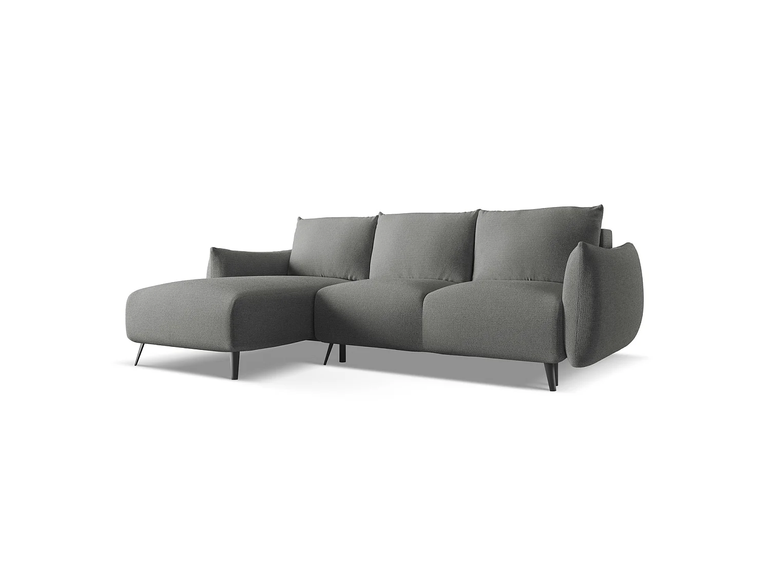 Canapé d’angle 3 places gauche convertible en tissu chenille - éléphant - GENOVA
