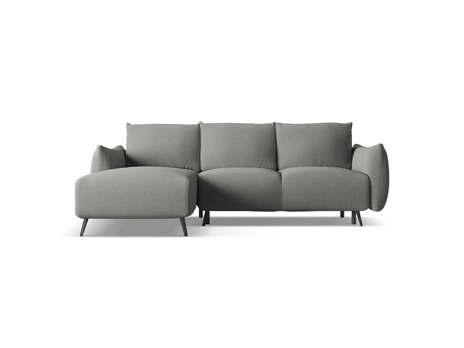 Canapé d’angle 3 places gauche convertible en tissu chenille - éléphant - GENOVA