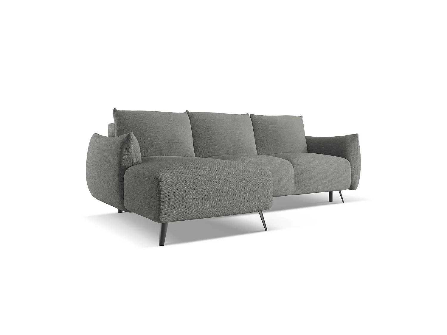 Canapé d’angle 3 places gauche convertible en tissu chenille - éléphant - GENOVA