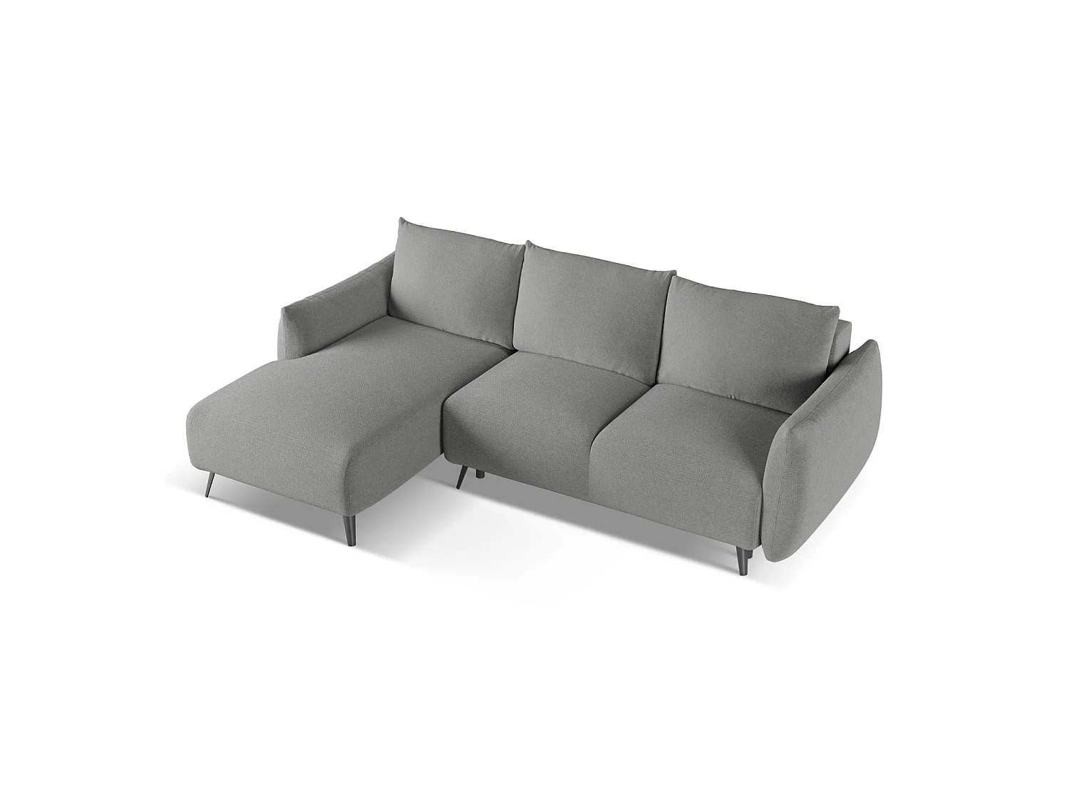 Canapé d’angle 3 places gauche convertible en tissu chenille - éléphant - GENOVA