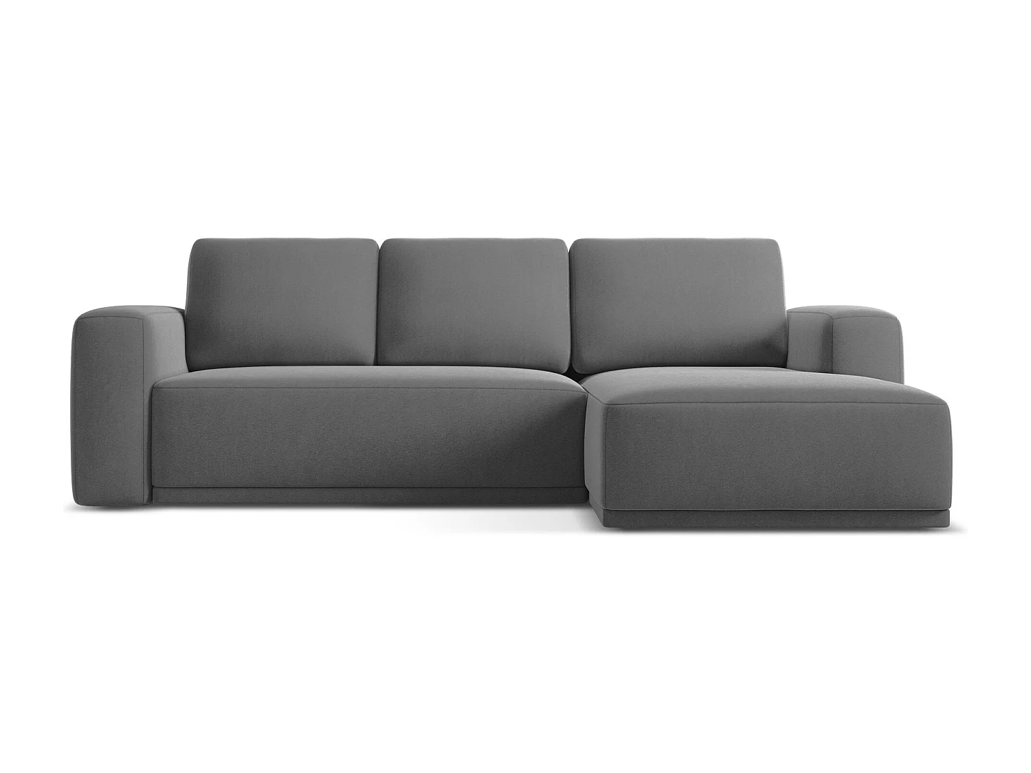 Ecksofa mit Schlaffunktion - Ecke Rechts - Samt - Grau - KAILA