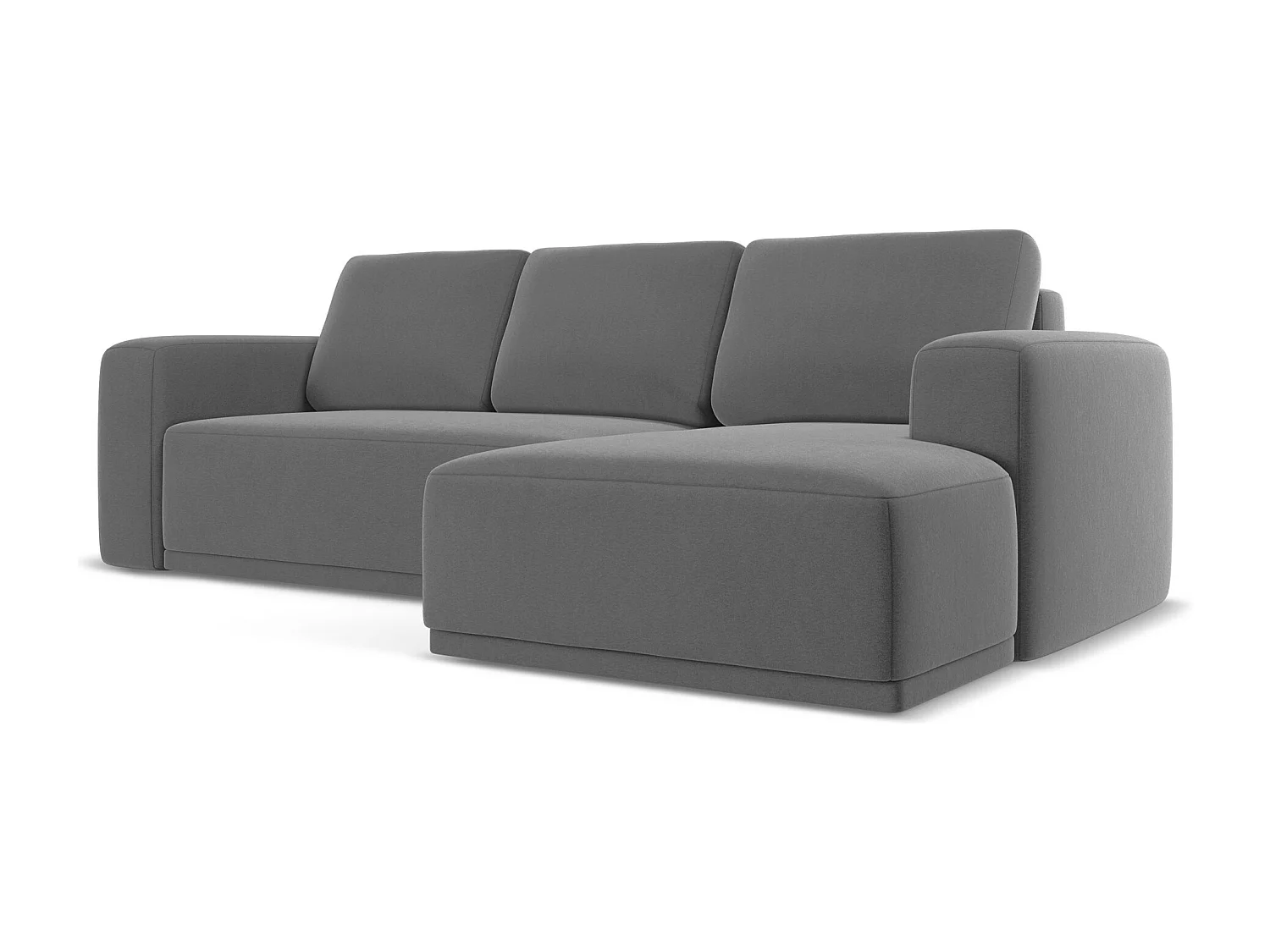 Ecksofa mit Schlaffunktion - Ecke Rechts - Samt - Grau - KAILA