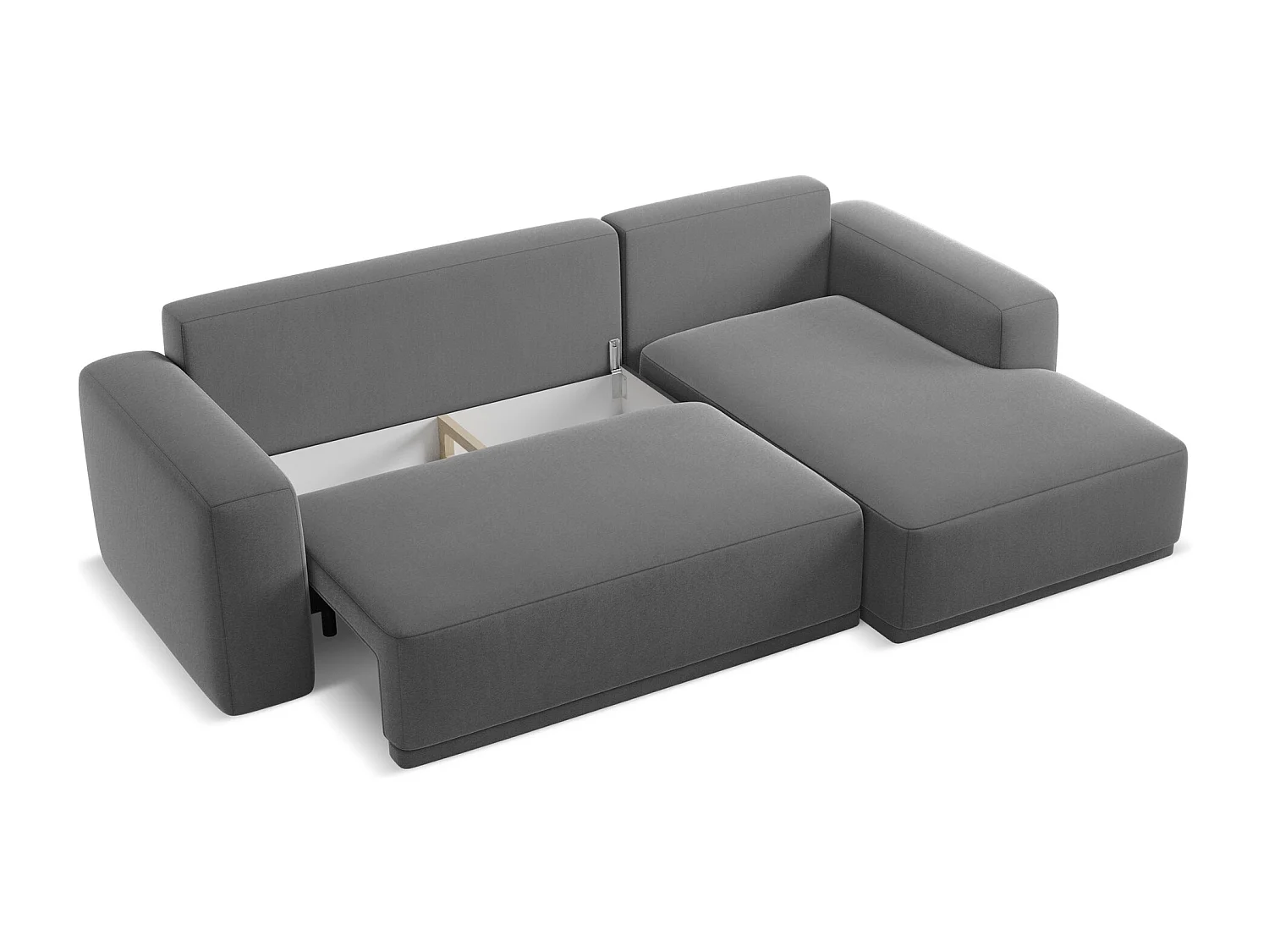 Ecksofa mit Schlaffunktion - Ecke Rechts - Samt - Grau - KAILA