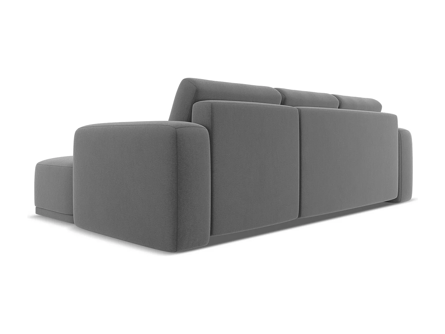 Ecksofa mit Schlaffunktion - Ecke Rechts - Samt - Grau - KAILA