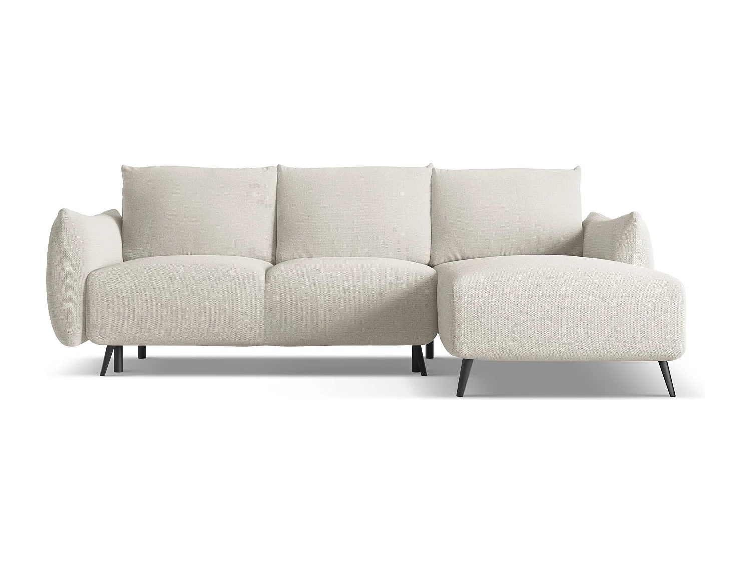 Ecksofa mit Schlaffunktion - Ecke Rechts - Chenille - Silber - MALIE