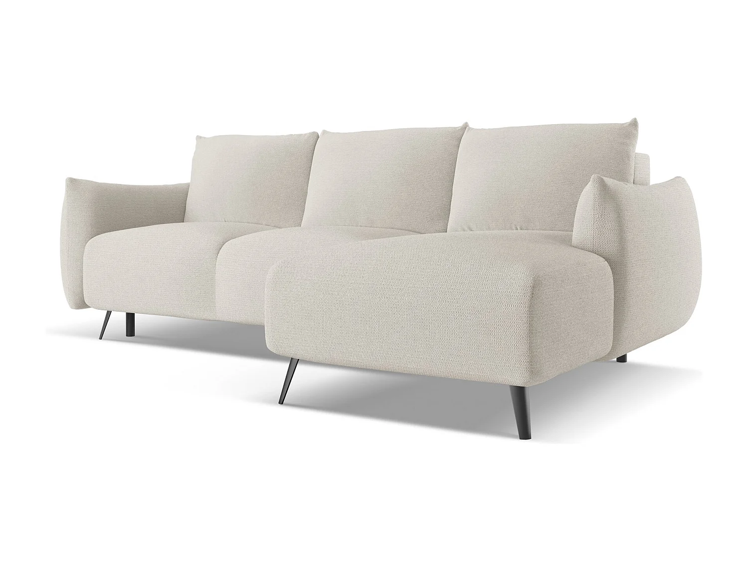 Ecksofa mit Schlaffunktion - Ecke Rechts - Chenille - Silber - MALIE