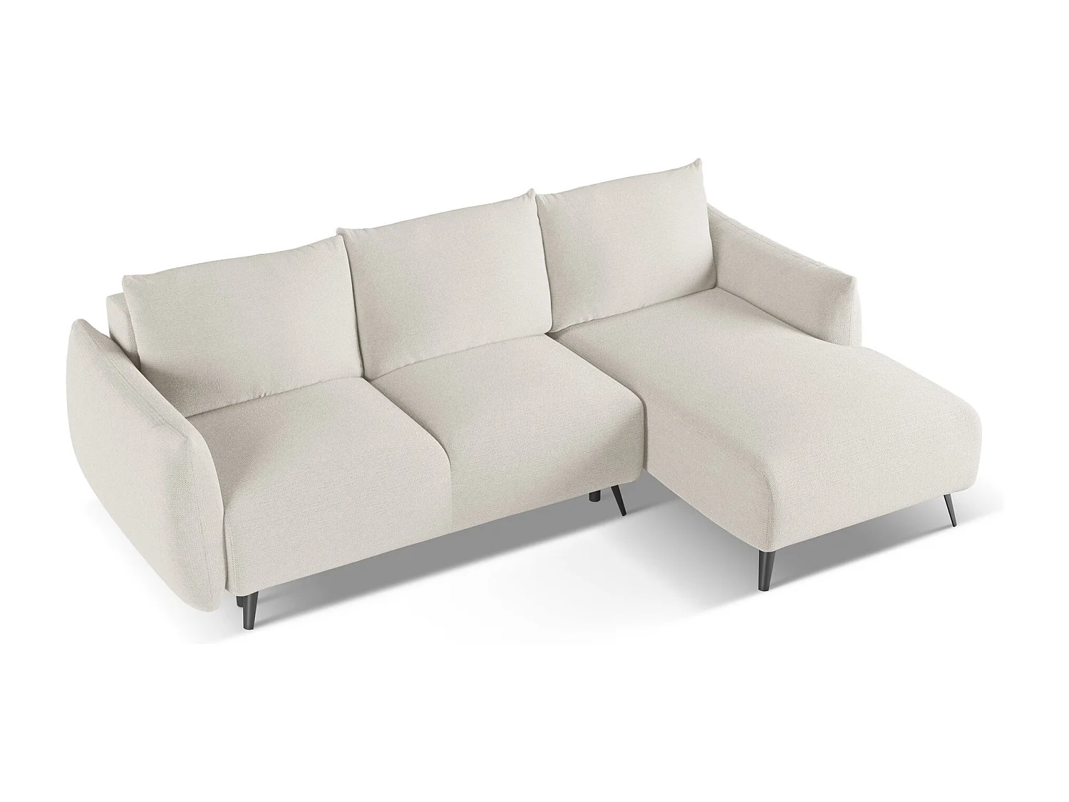 Ecksofa mit Schlaffunktion - Ecke Rechts - Chenille - Silber - MALIE