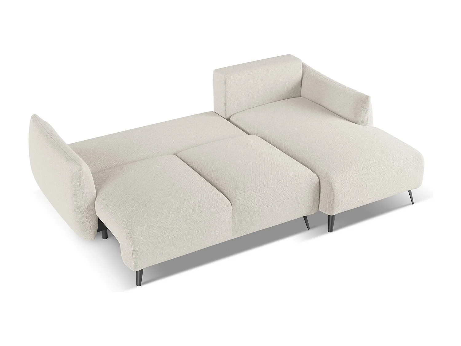 Ecksofa mit Schlaffunktion - Ecke Rechts - Chenille - Silber - MALIE