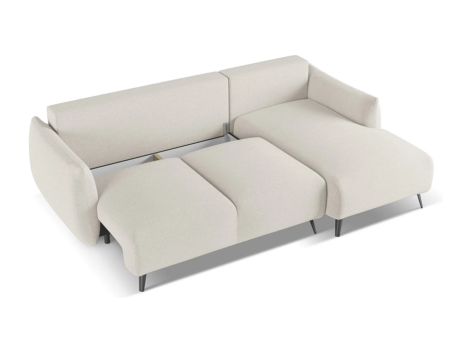 Canapé d'angle droit convertible en tissu chenille - argent - MALIE