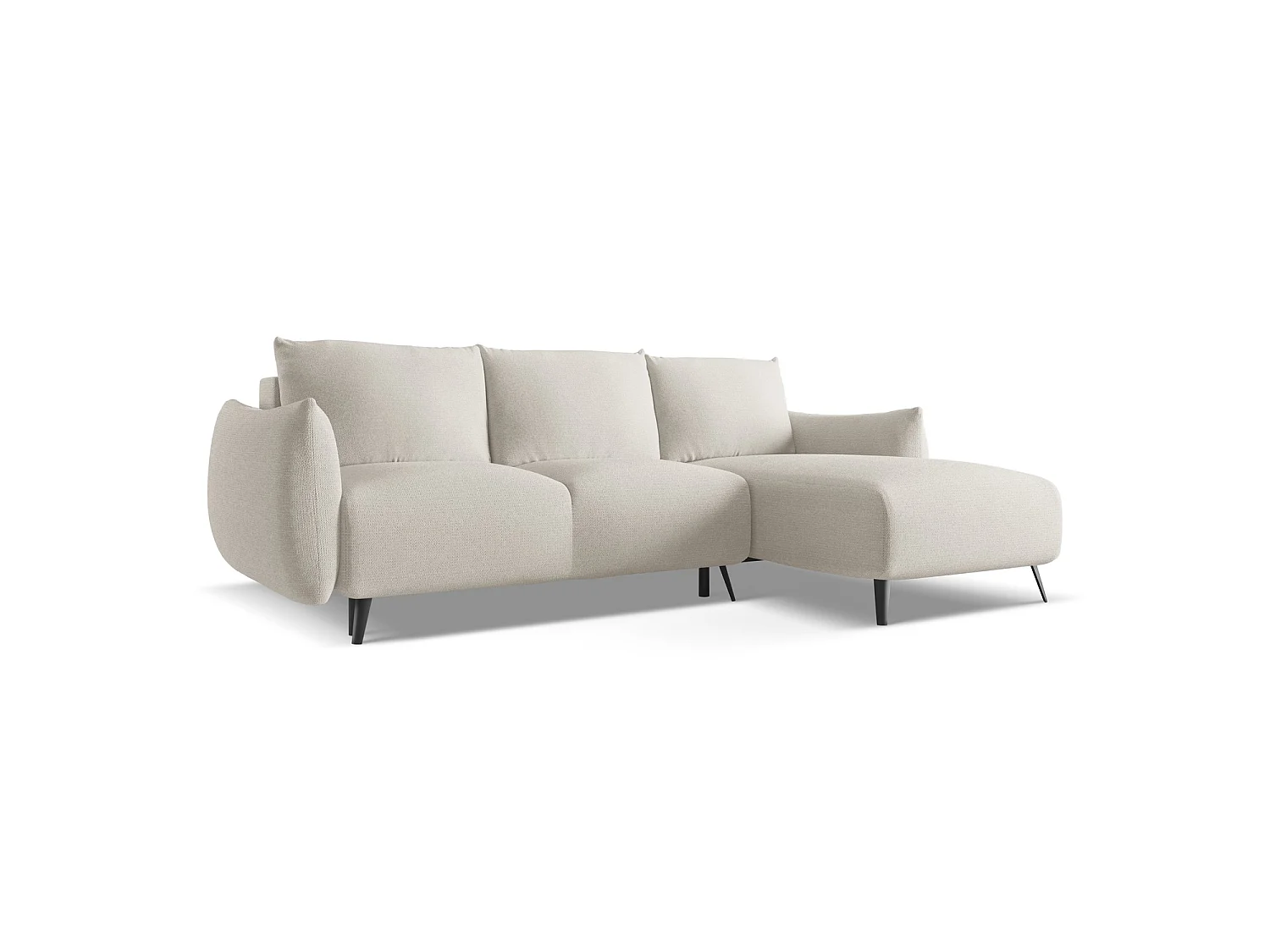 Canapé d'angle droit convertible en tissu chenille - argent - GENOVA