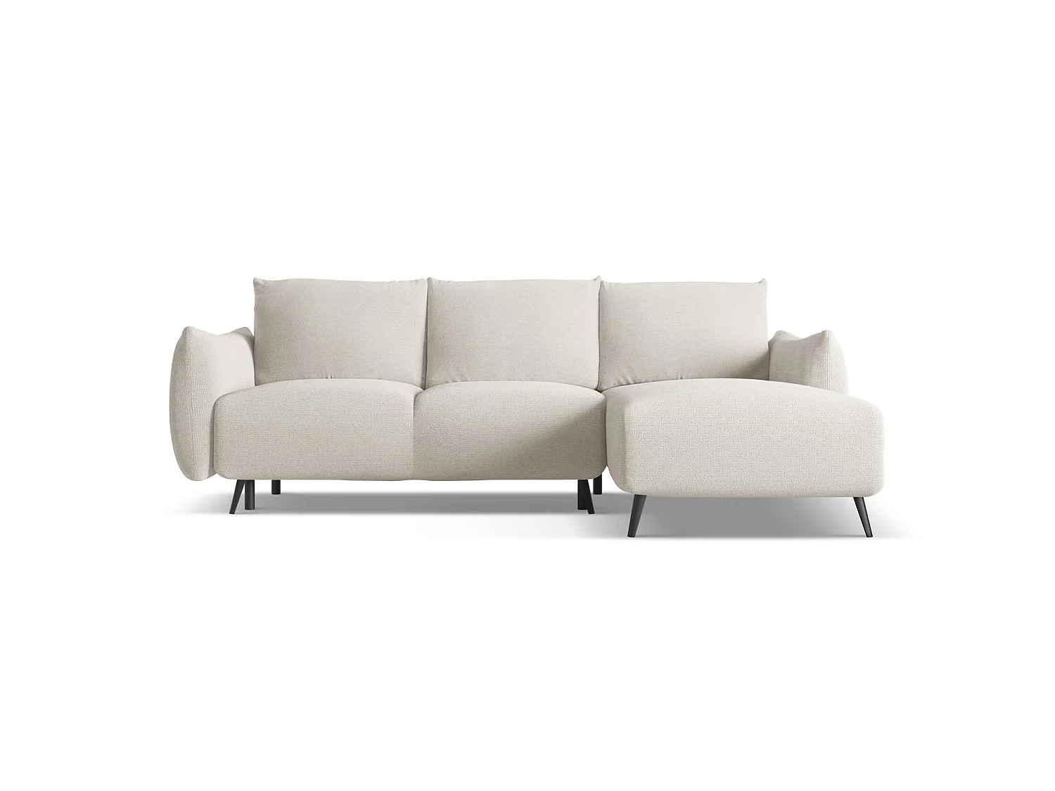 Canapé d'angle droit convertible en tissu chenille - argent - GENOVA