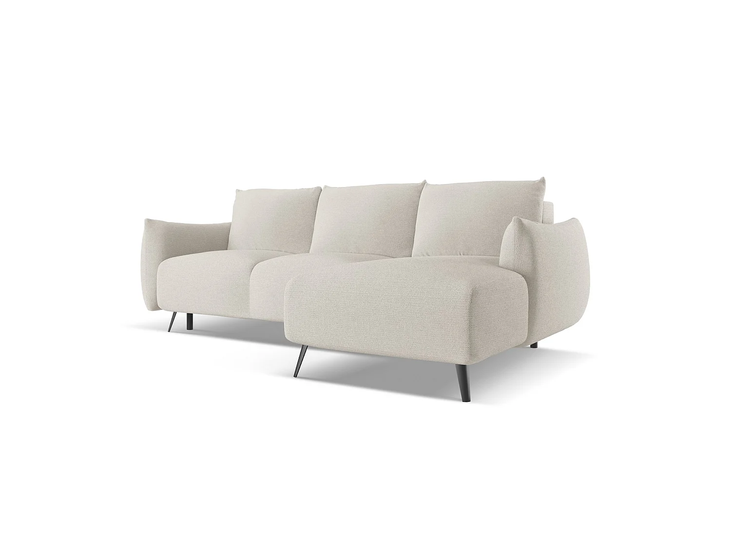 Canapé d'angle droit convertible en tissu chenille - argent - GENOVA
