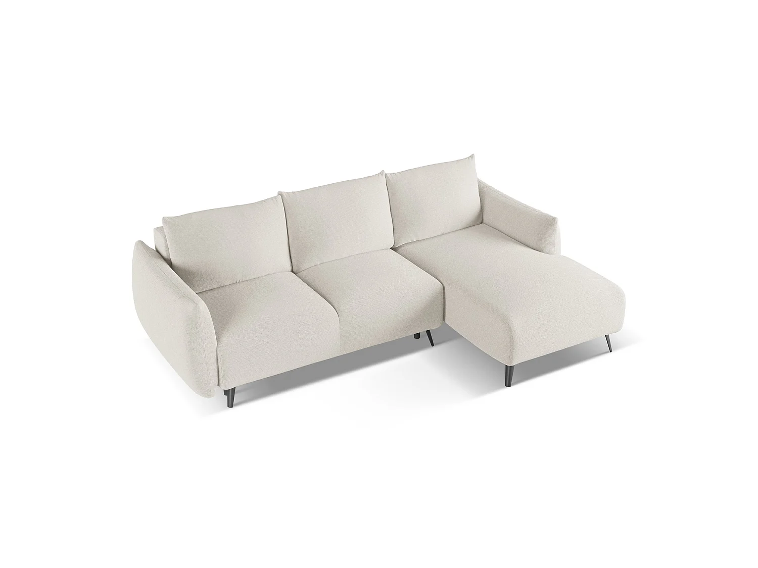 Canapé d'angle droit convertible en tissu chenille - argent - GENOVA