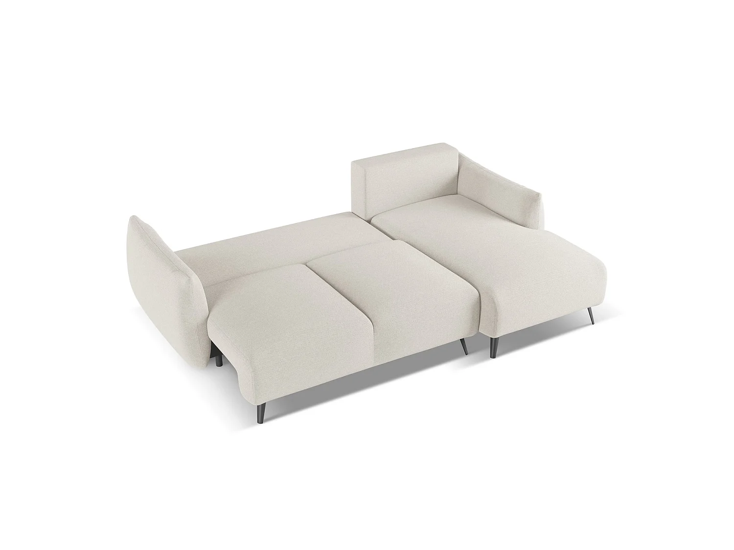 Canapé d'angle droit convertible en tissu chenille - argent - GENOVA