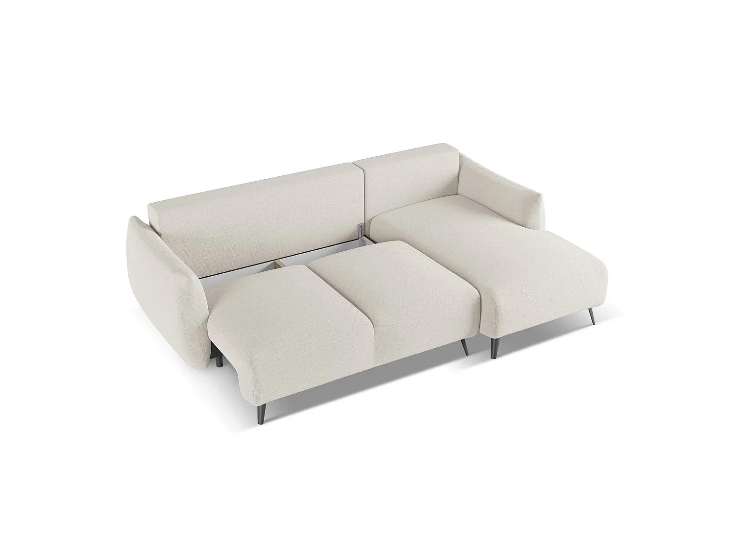 Canapé d'angle droit convertible en tissu chenille - argent - GENOVA