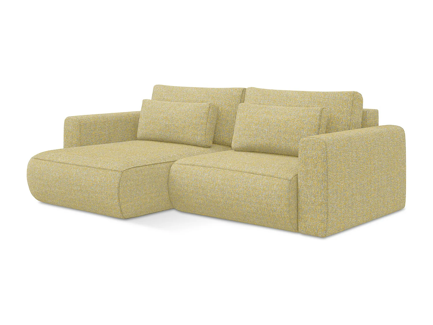 Canapé d’angle 2,5 places gauche convertible en tissu texturé - moutarde - KAPUA