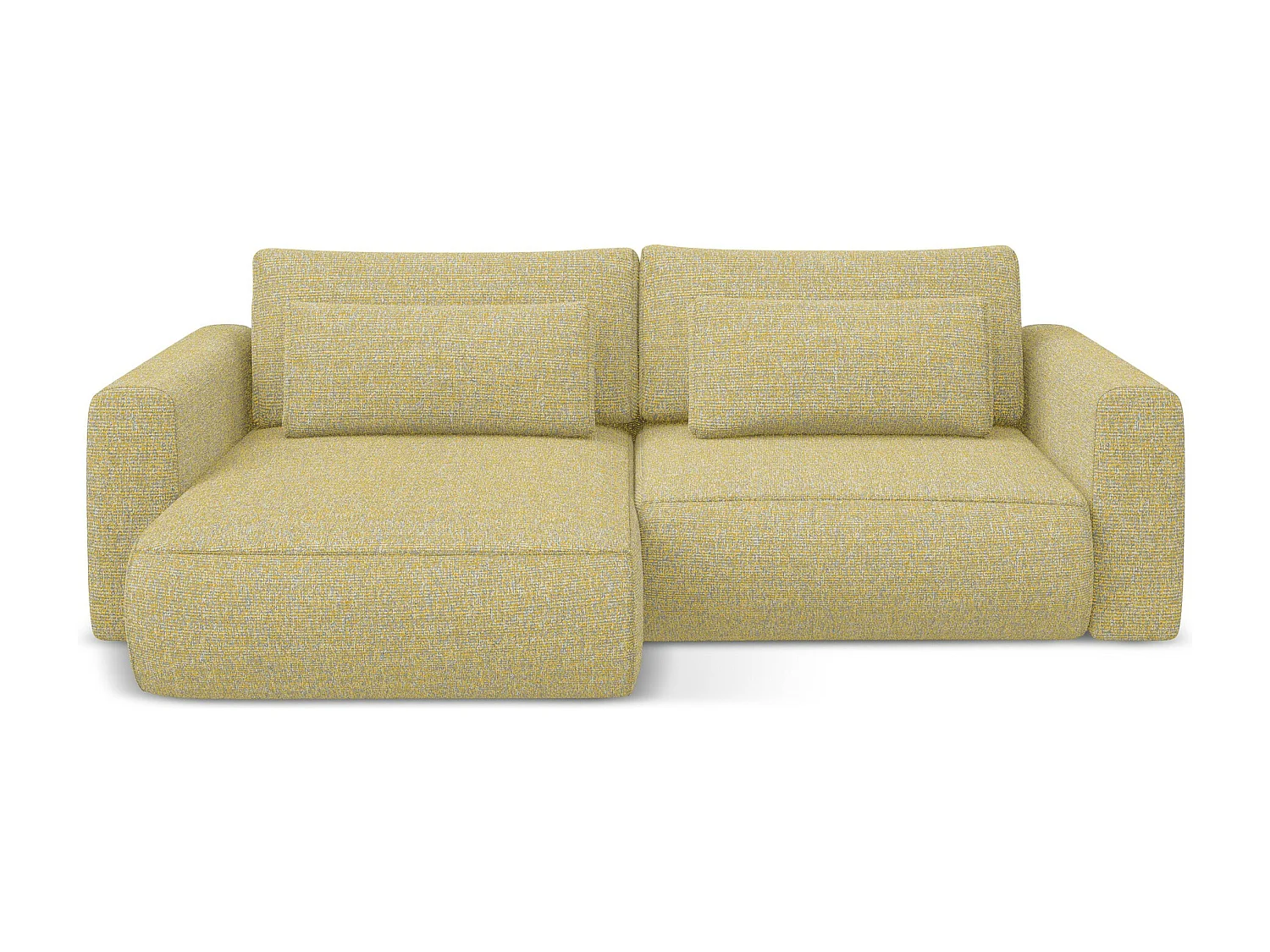 Canapé d’angle 2,5 places gauche convertible en tissu texturé - moutarde - KAPUA