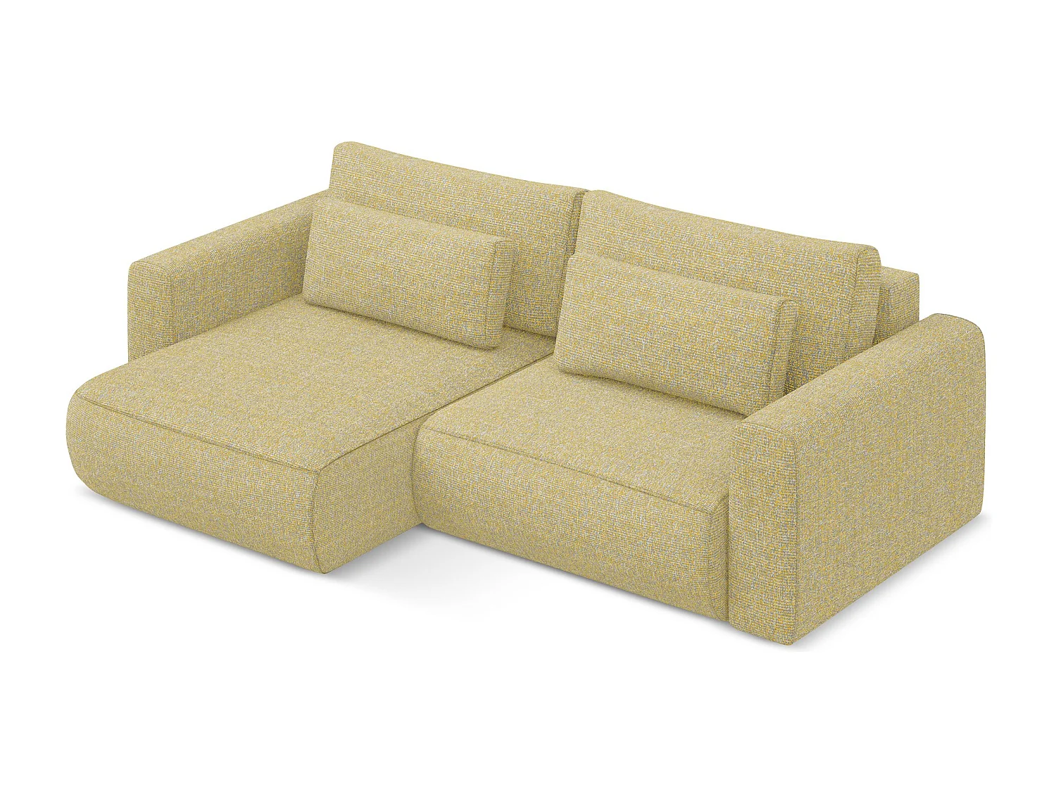 Canapé d’angle 2,5 places gauche convertible en tissu texturé - moutarde - KAPUA