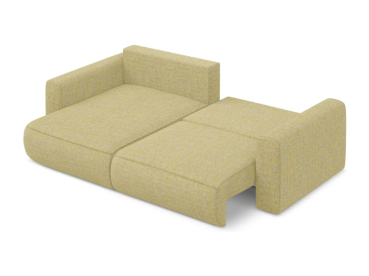 Canapé d’angle 2,5 places gauche convertible en tissu texturé - moutarde - KAPUA