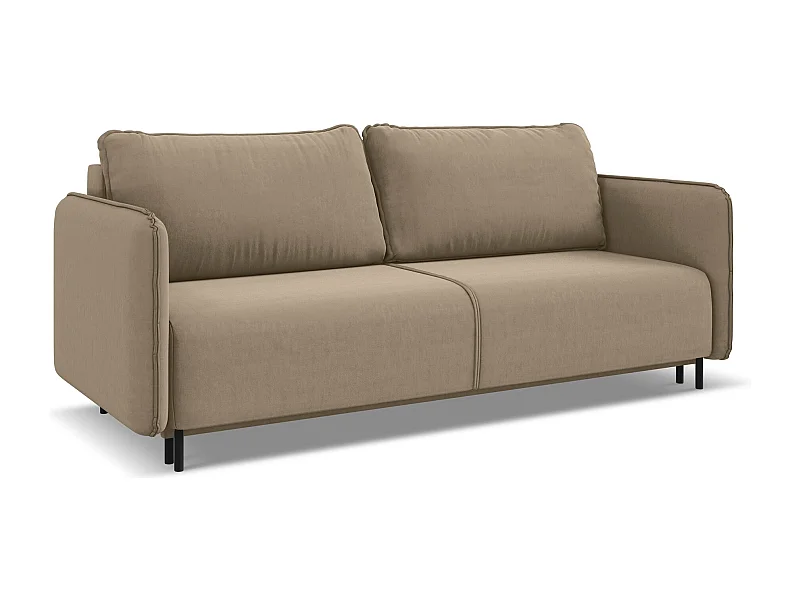 Canapé 3 places convertible en velours - beige clair - LUANA