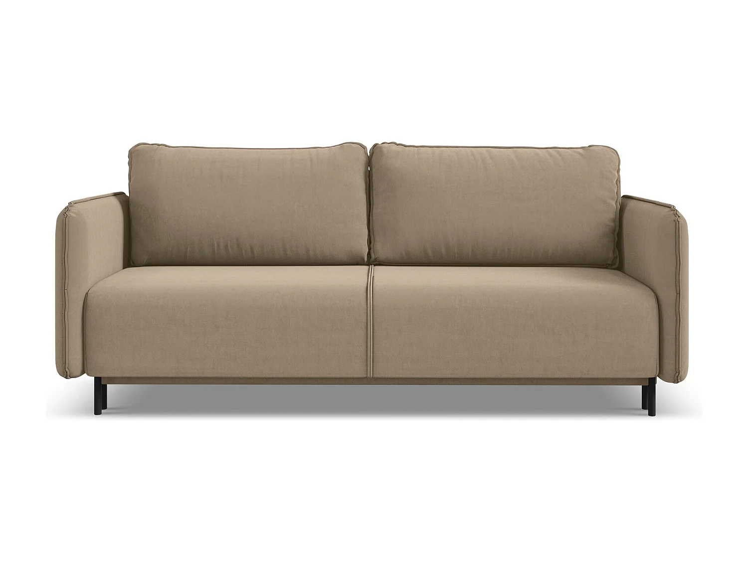 3-Sitzer Sofa mit Schlaffunktion - - Samt - Hell beige - LUANA