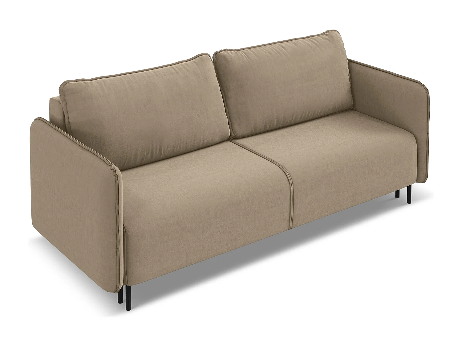 3-Sitzer Sofa mit Schlaffunktion - - Samt - Hell beige - LUANA
