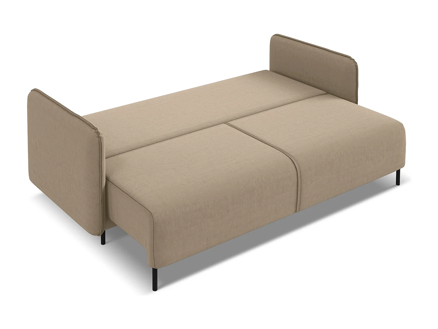 3-Sitzer Sofa mit Schlaffunktion - - Samt - Hell beige - LUANA