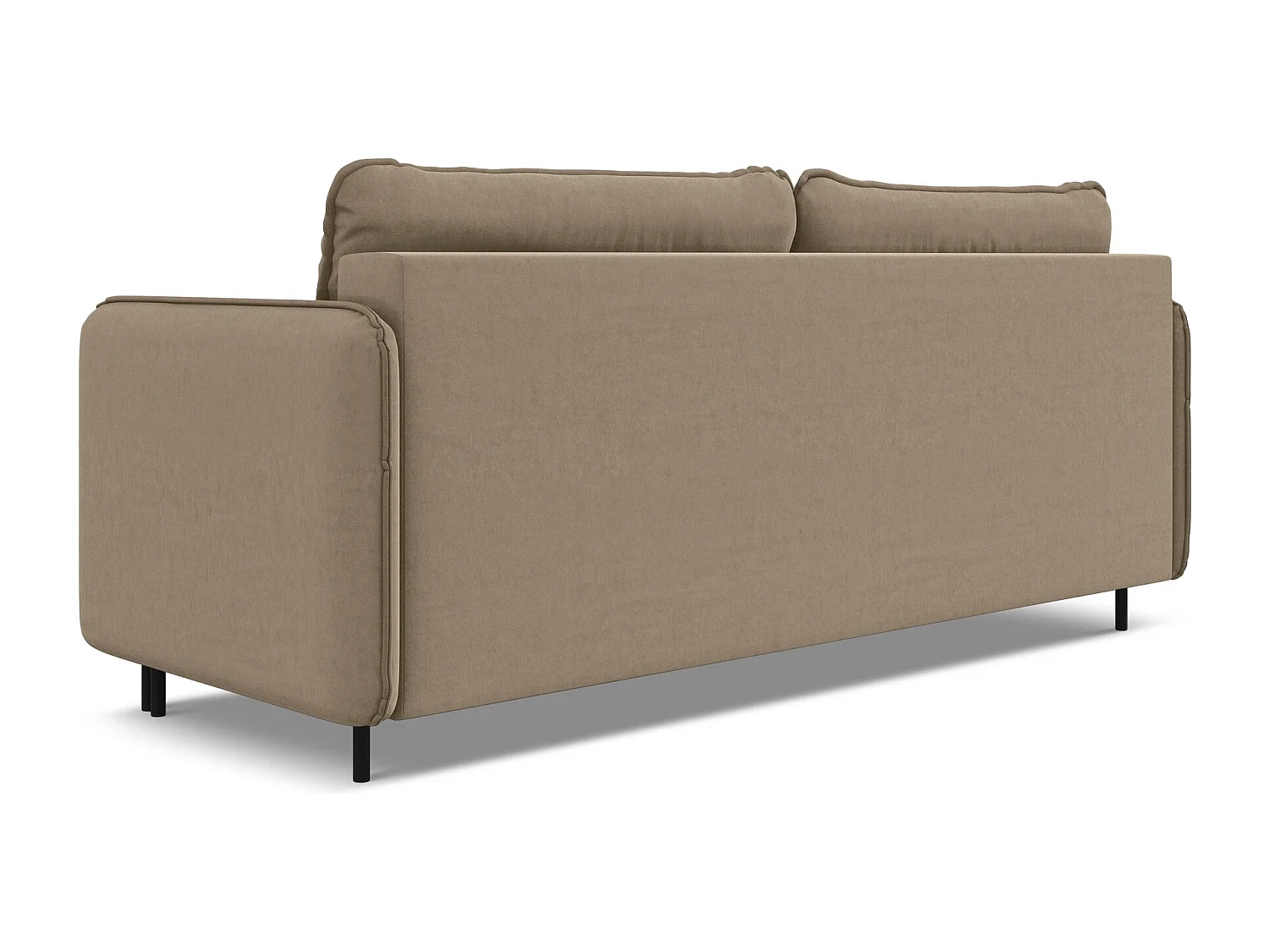 3-Sitzer Sofa mit Schlaffunktion - - Samt - Hell beige - LUANA