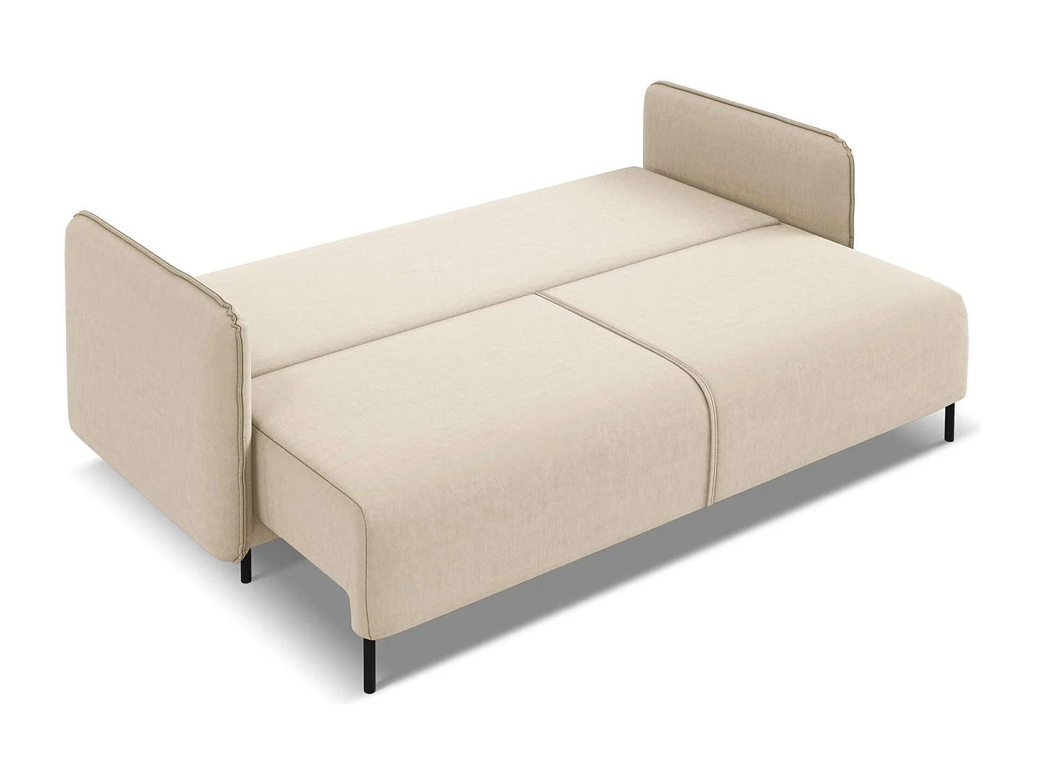 3-Sitzer Sofa mit Schlaffunktion - - Samt - Hell beige - LUANA