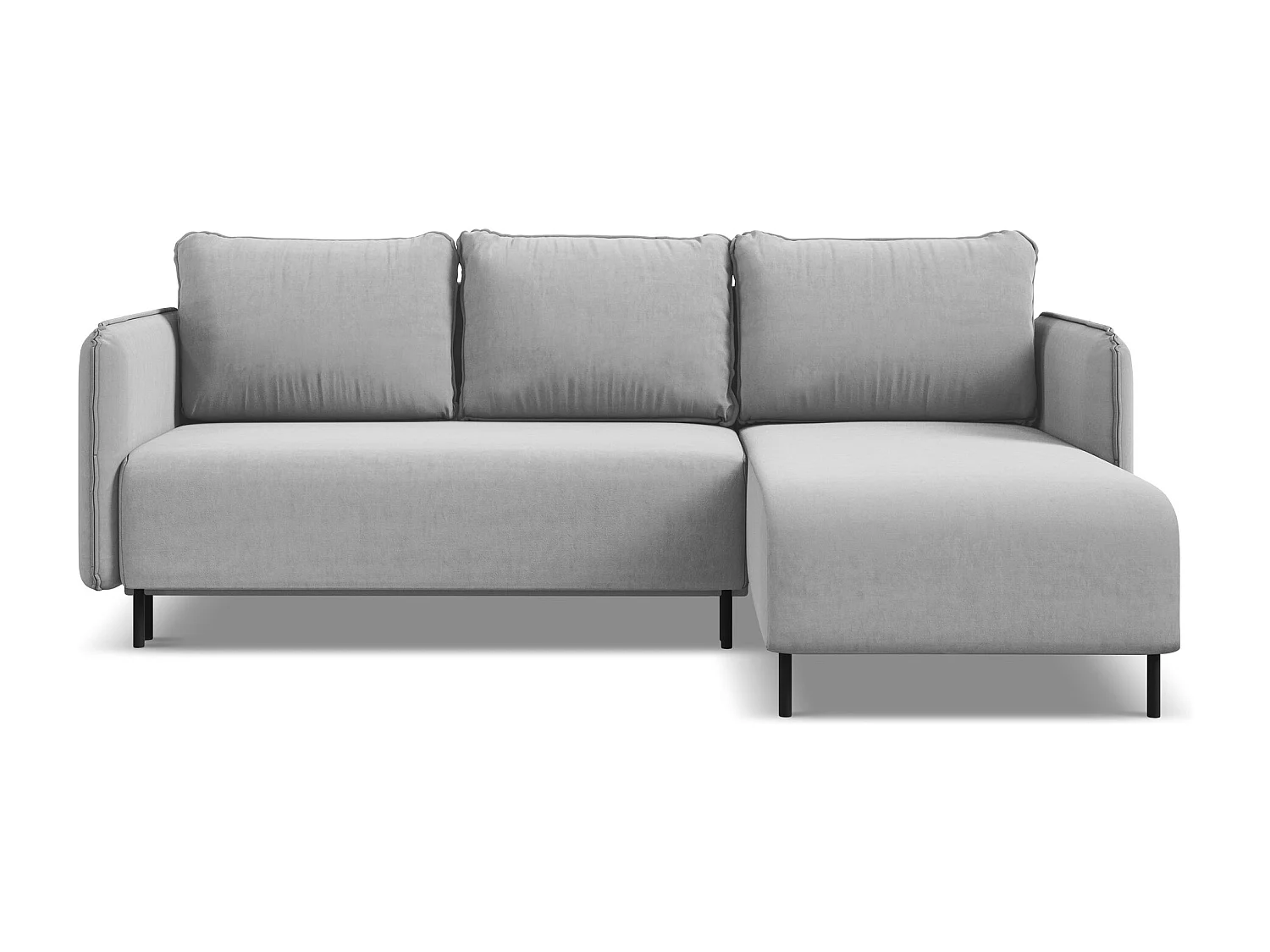 Ecksofa mit Schlaffunktion - Ecke Rechts - Samt - Grau - LUANA