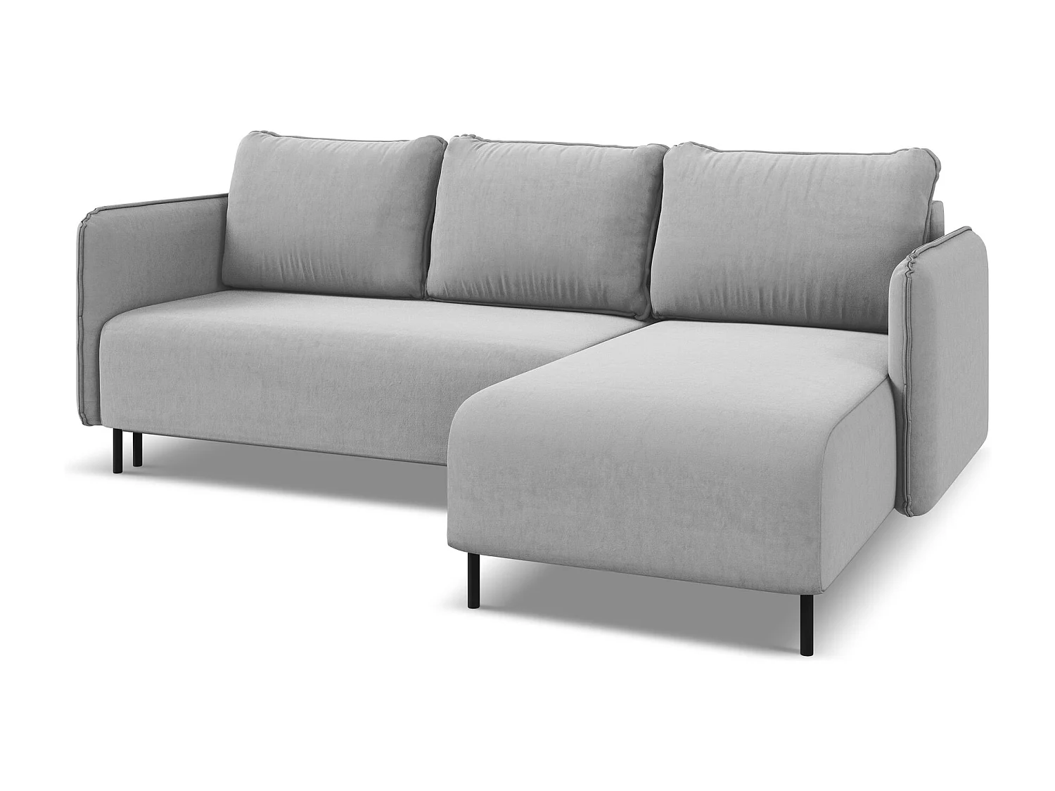 Ecksofa mit Schlaffunktion - Ecke Rechts - Samt - Grau - LUANA