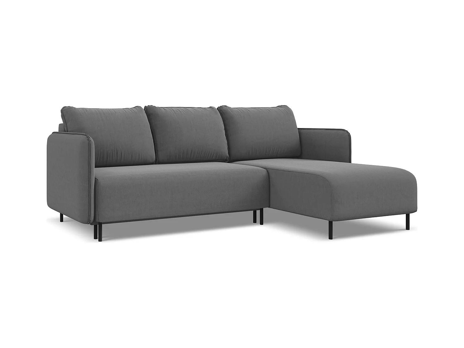 Ecksofa mit Schlaffunktion - Ecke Rechts - Samt - Grau - LUANA