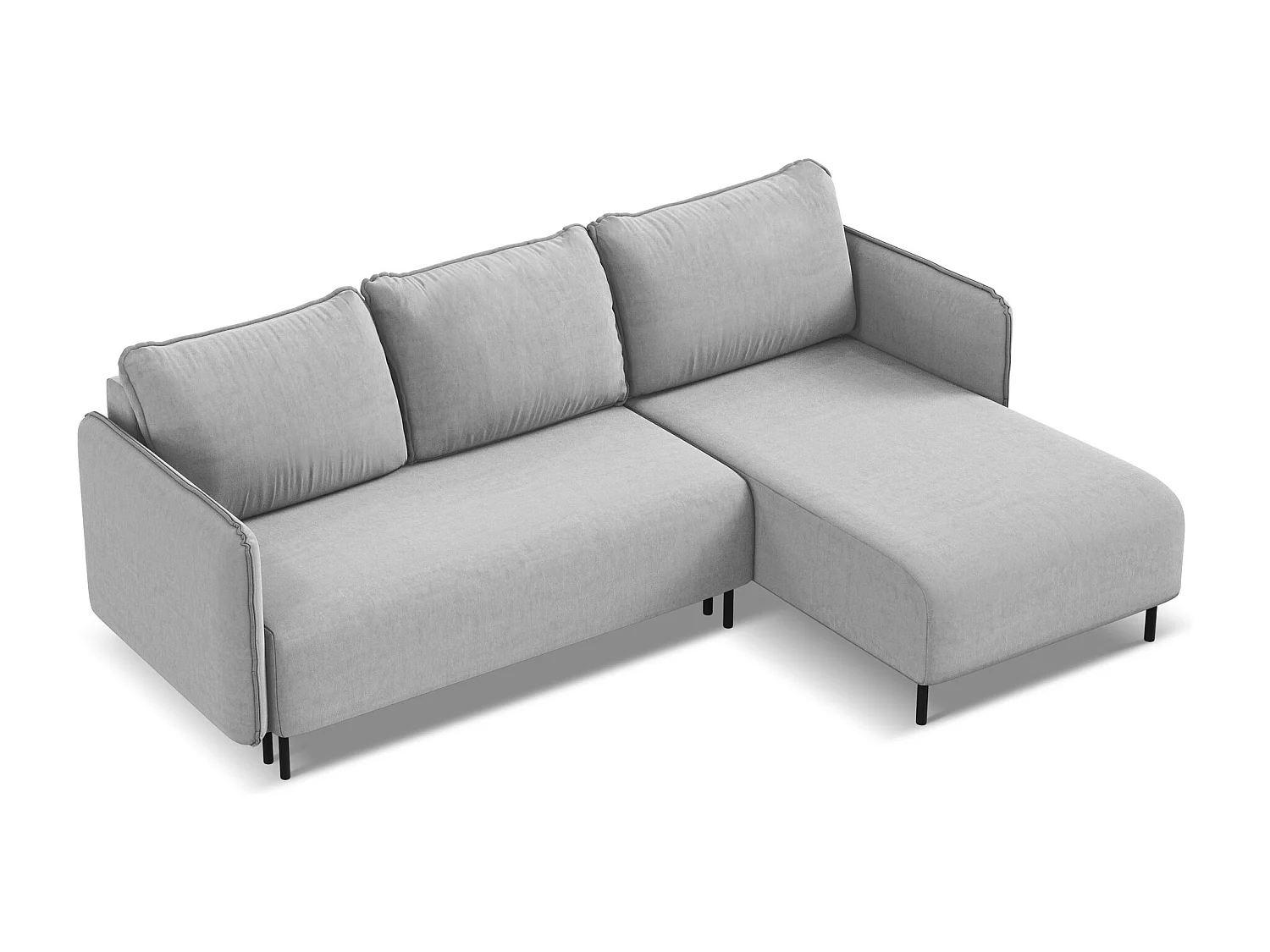 Canapé d'angle droit convertible en velours - gris - LUANA