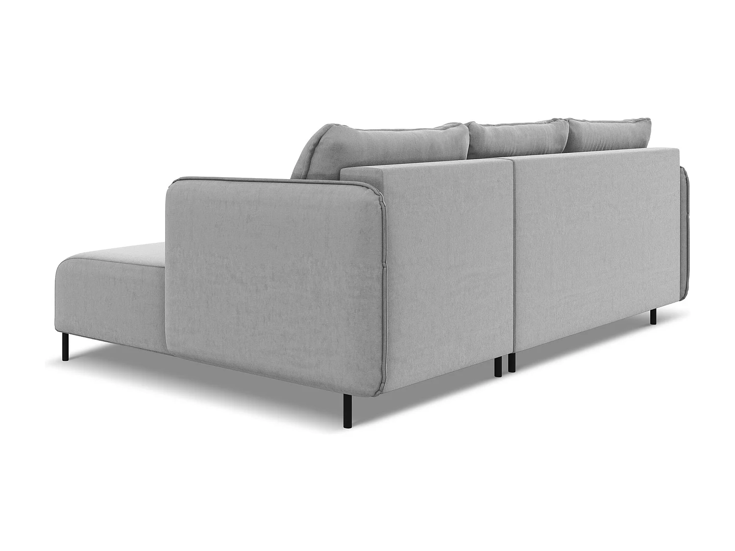 Canapé d'angle droit convertible en velours - gris - LUANA