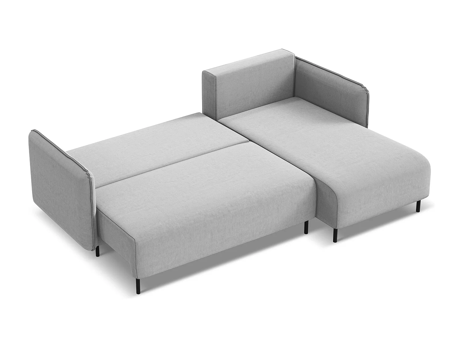 Canapé d'angle droit convertible en velours - gris - LUANA