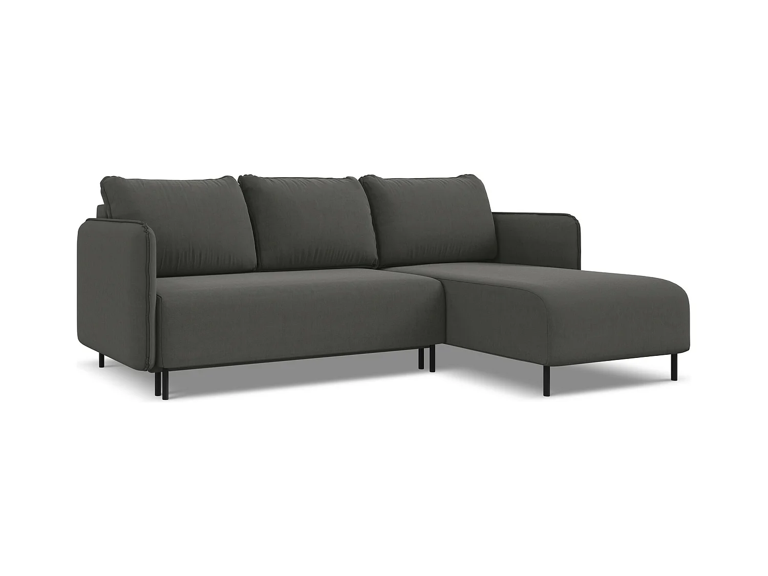 Ecksofa mit Schlaffunktion - Ecke Rechts - Samt - Stahl - LUANA