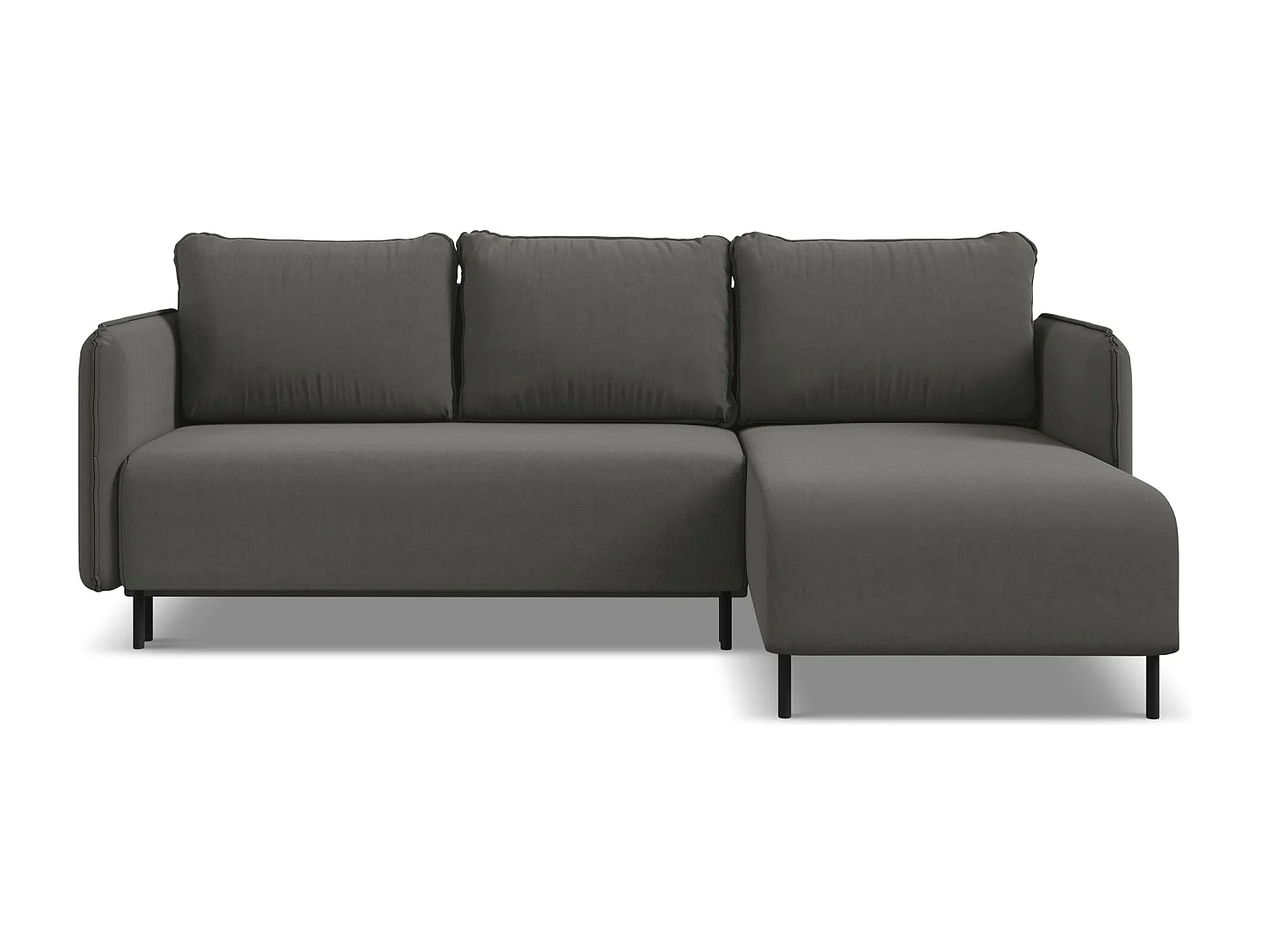 Narożnik prawostronny z funkcją spania - z tkaniny welwetowej - stalowy - LUANA