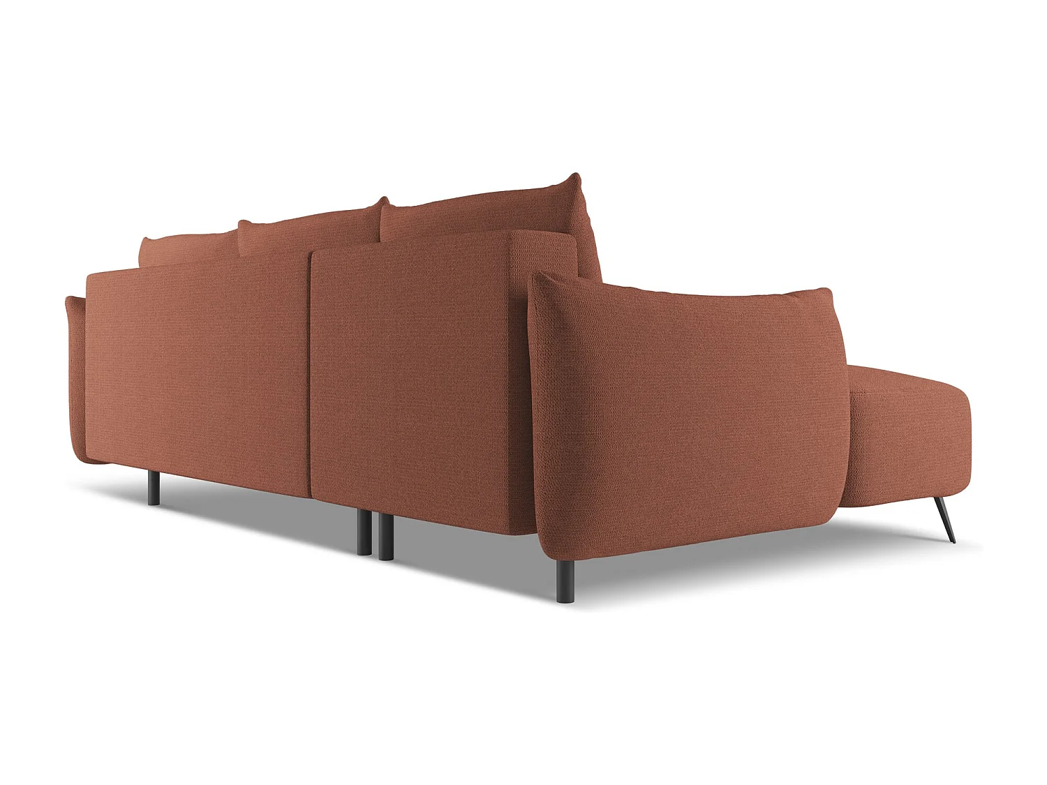 Hoekslaapbank links van gedempt roze chenille stof - MALIE