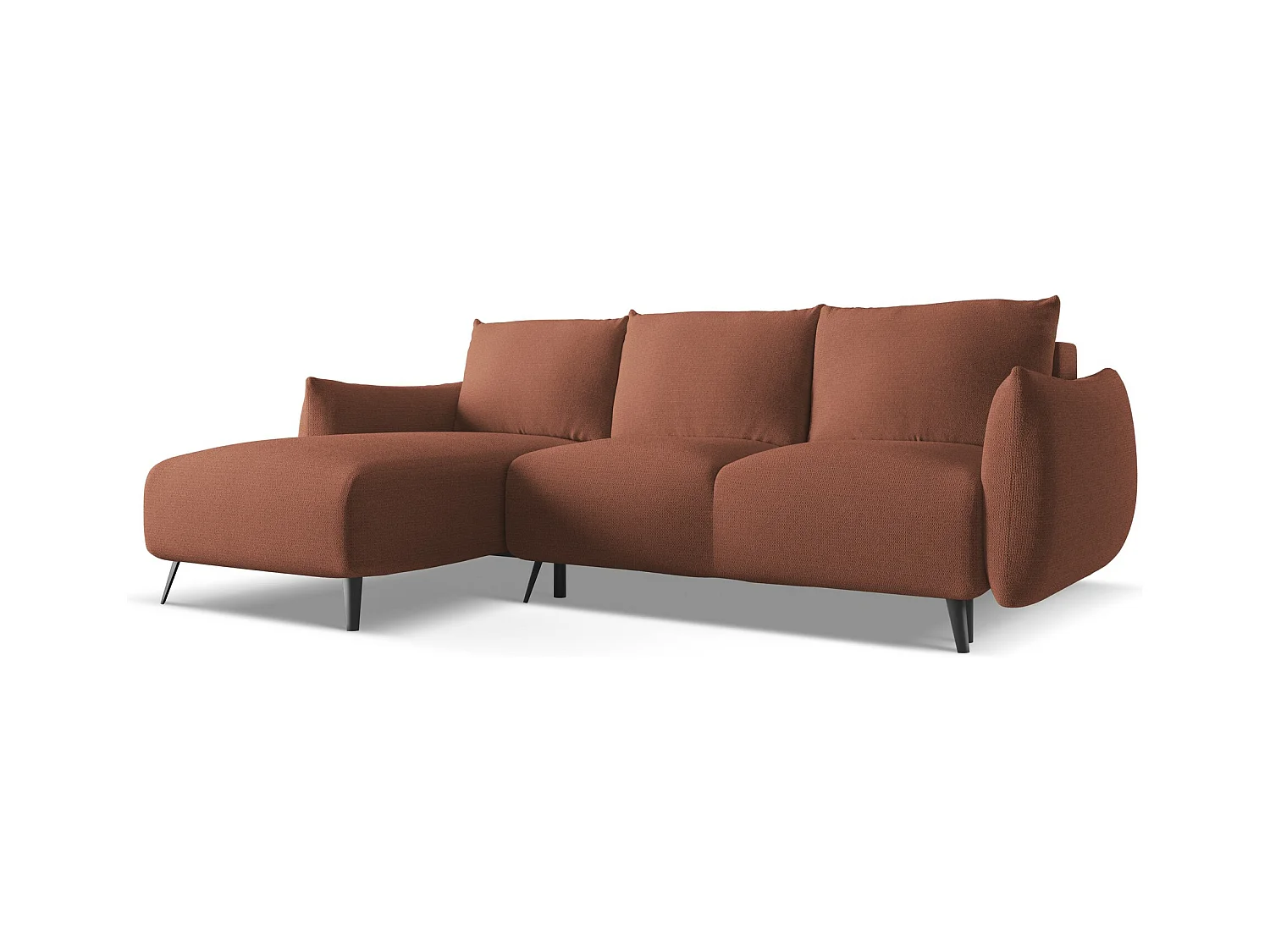 3-Sitzer Ecksofa mit Schlaffunktion - Ecke Links - Chenille - Gedämpftes Rosa - MALIE