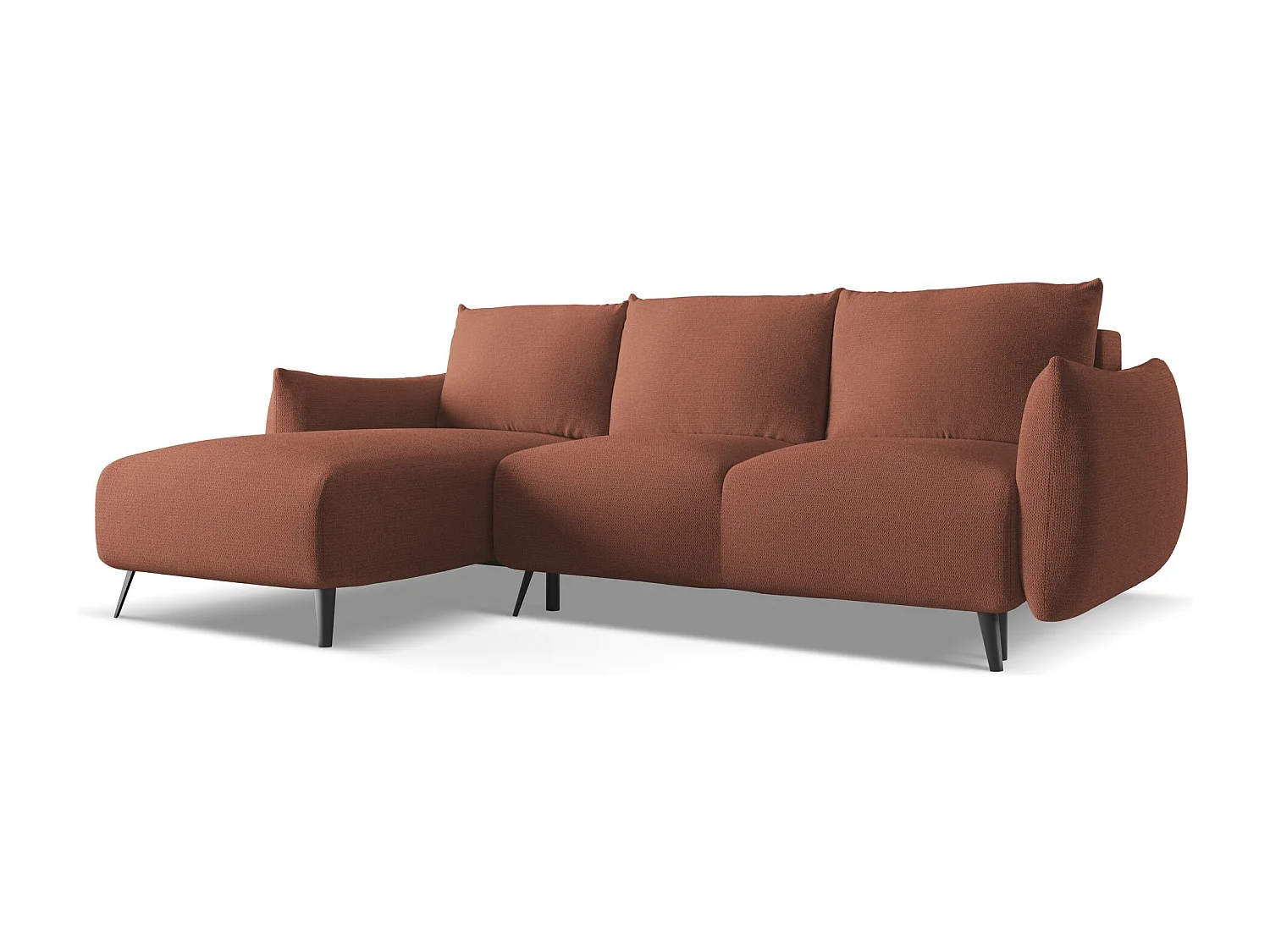 Canapé d'angle gauche convertible en tissu chenille - rose sourd - MALIE