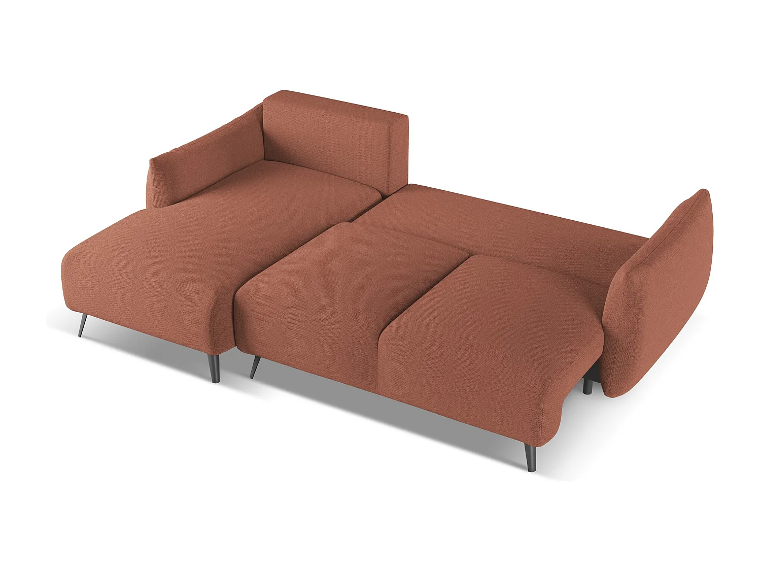 Canapé d'angle gauche convertible en tissu chenille - rose sourd - MALIE