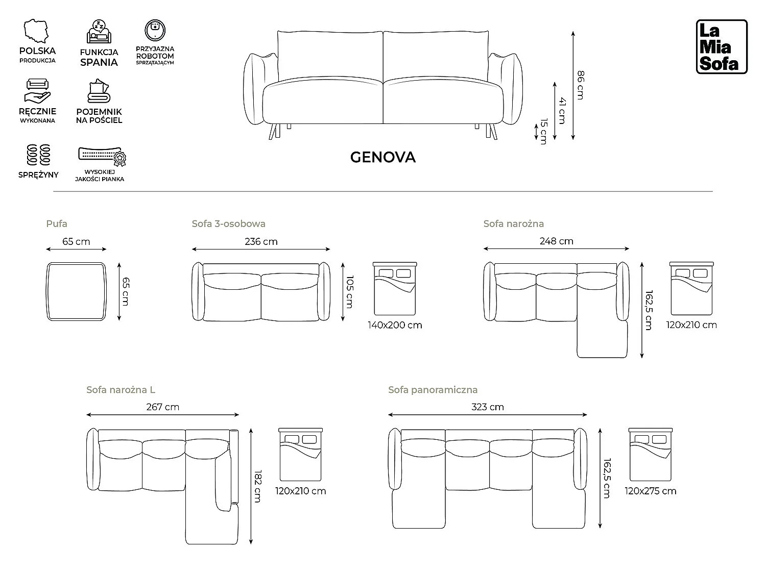 Hoekslaapbank links van gedempt roze chenille stof - GENOVA