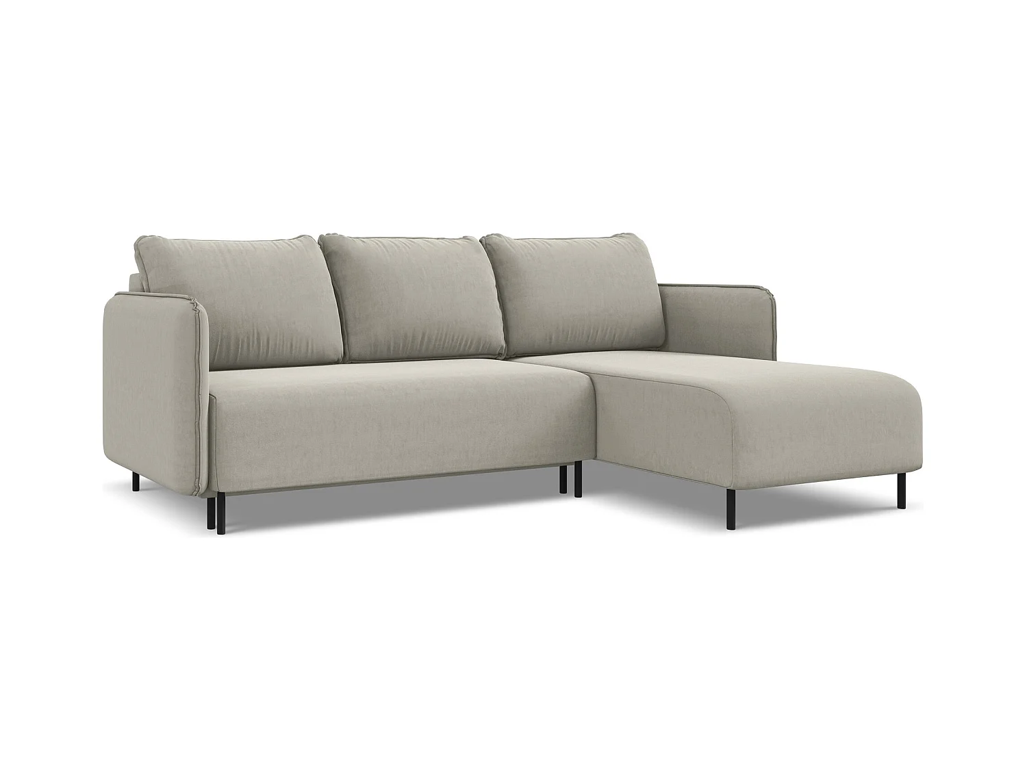 Ecksofa mit Schlaffunktion - Ecke Rechts - Samt - Perle - LUANA