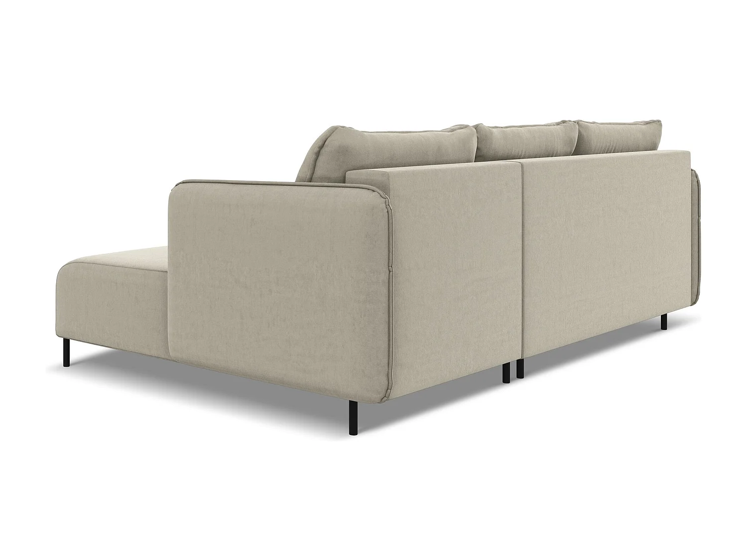 Canapé d'angle droit convertible en velours - perle - LUANA