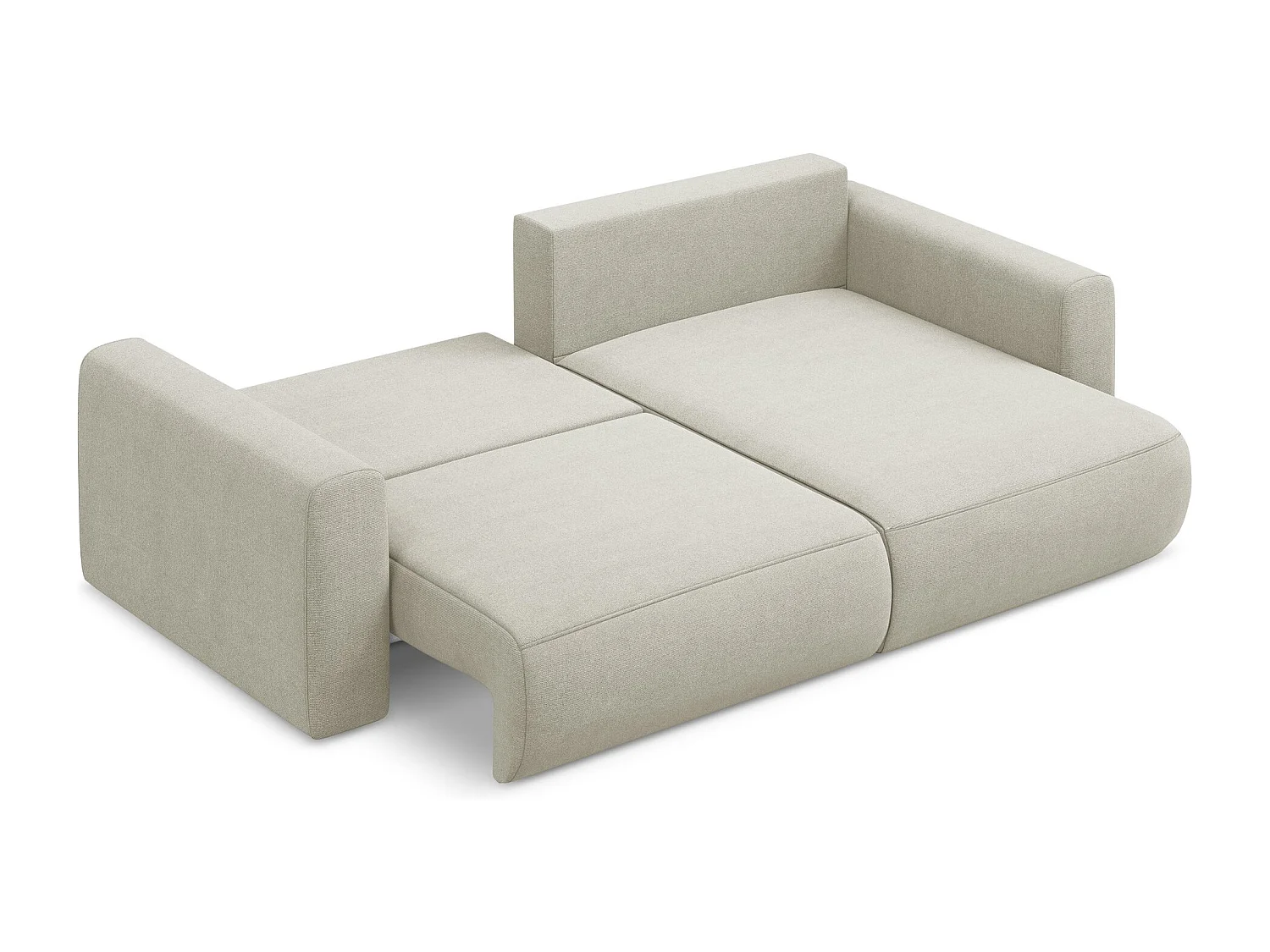 Canapé d’angle 2,5 places droit convertible en tissu texturé - beige clair - KAPUA