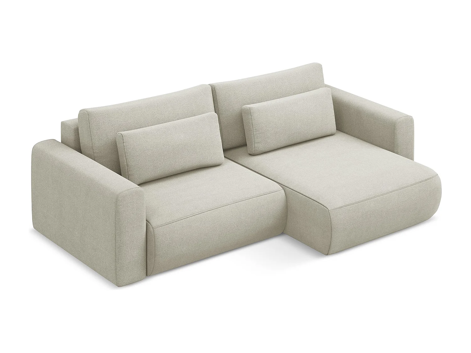 Canapé d’angle 2,5 places droit convertible en tissu texturé - beige clair - KAPUA