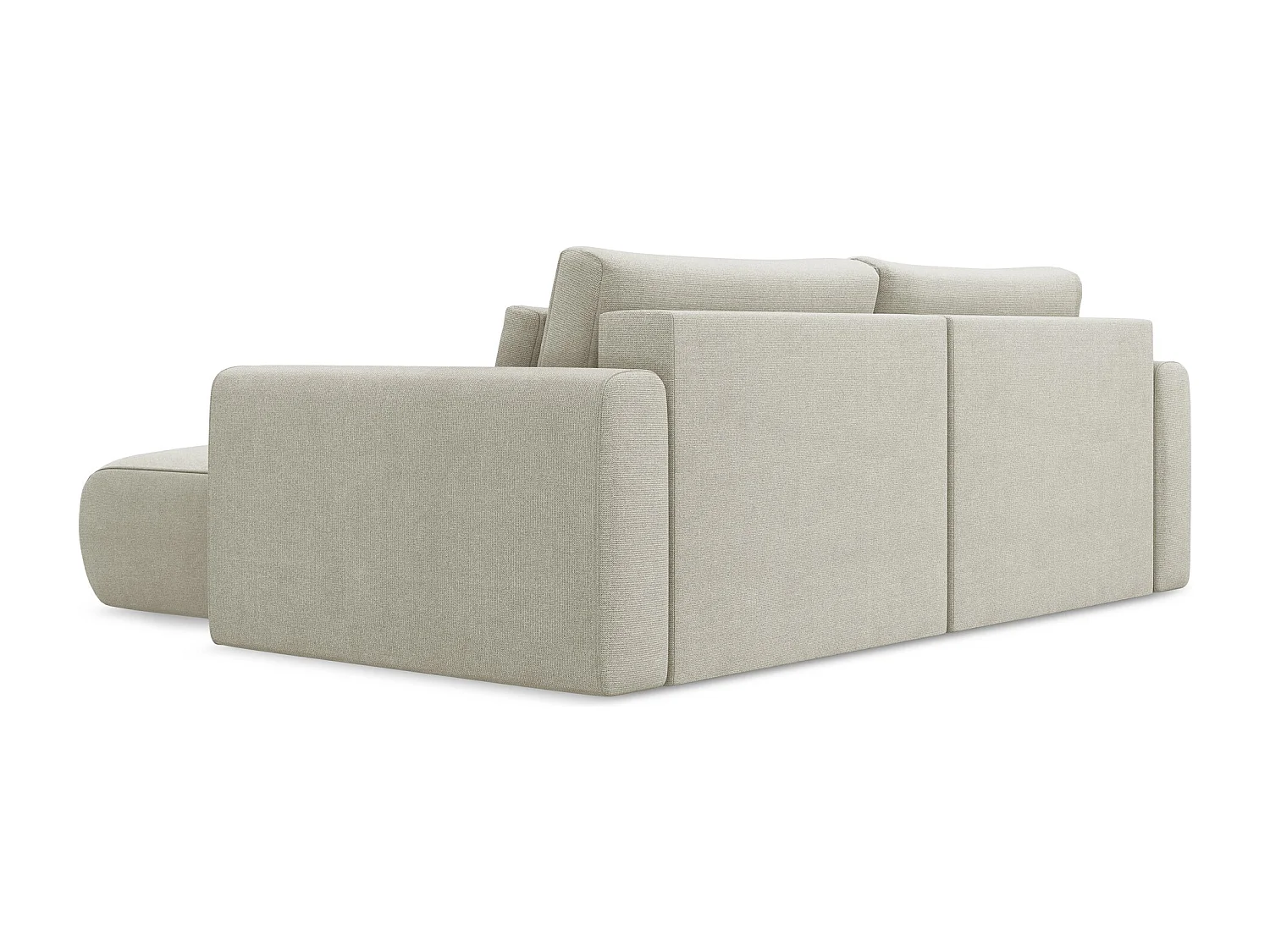 Canapé d’angle 2,5 places droit convertible en tissu texturé - beige clair - KAPUA